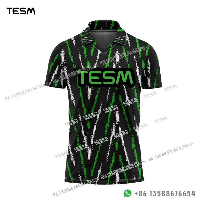 TESM POLO de verano para hombre, camiseta deportiva de verano con cuello en V, camiseta de calle de moda de manga corta con estampado 3D HD