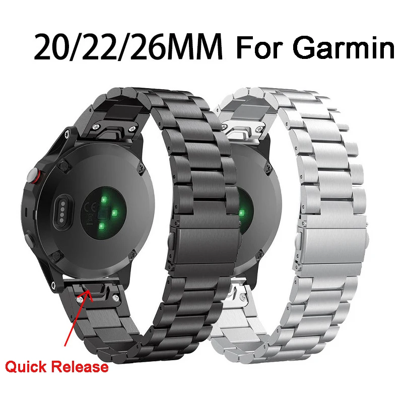 20 22 26mm Smart Watch Straps For Garmin Fenix 7S 7 7X 6S 6 6XPro 5S 5 5XPlus MK2 Stainless Steel Quick Release Correa Wristband