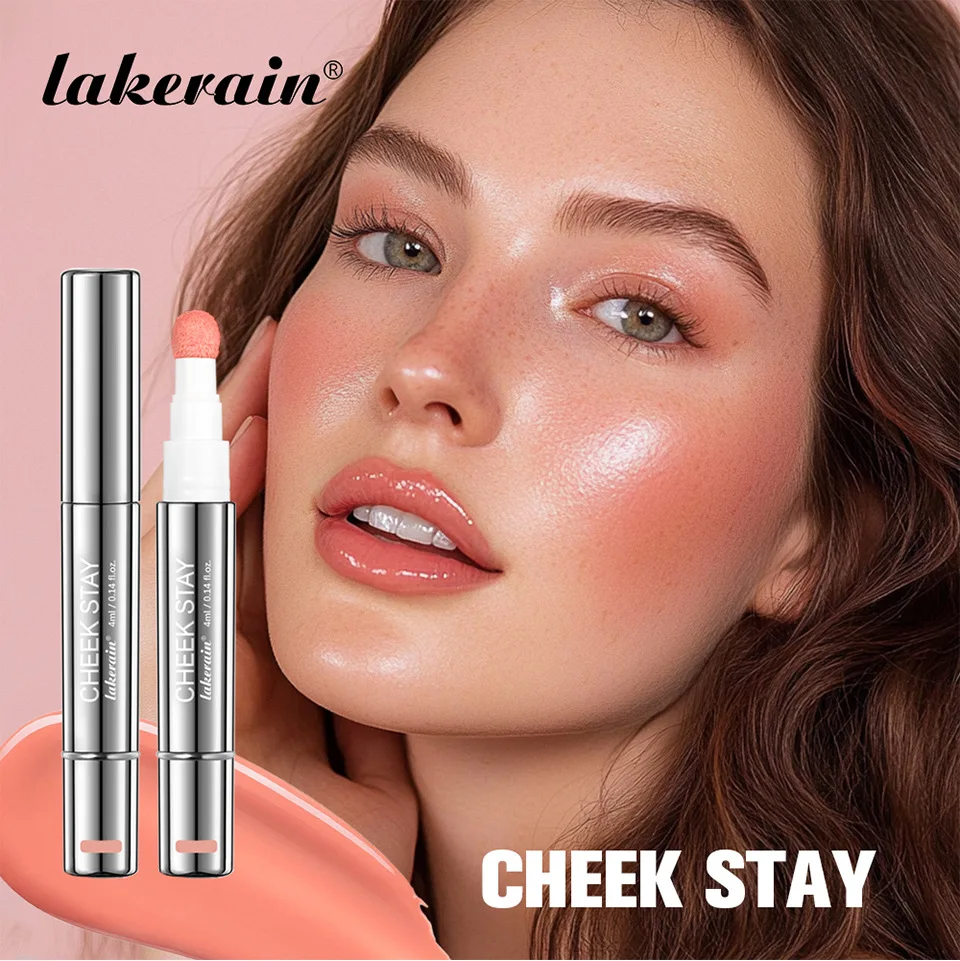 Lakerain Liquid Blush Pen Ball Touch Blush Rouge Cheeks Blusher Easy-To-Apply Sponge Brush Head Long-lasting Brightening Makeup
