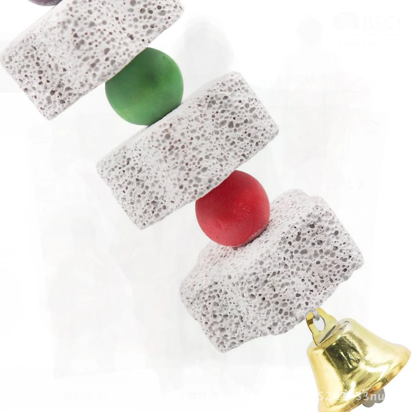 

2-Piece Large Chicken Chewing Toy Set with Bell Volcanic Stone Mouth Grinding Accessory for Parrot Molar String Medium Size