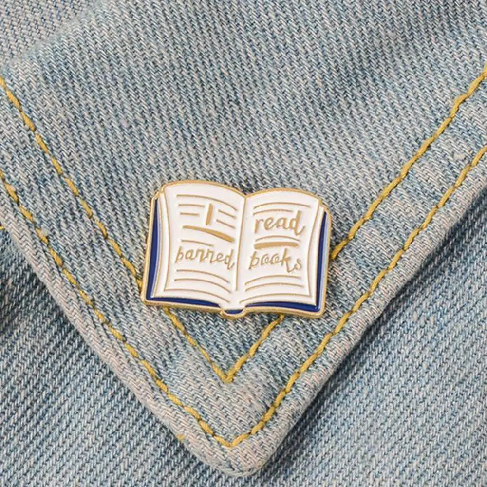 Women English Words Banned Read Books Enamel Brooch Pin Collar Badge Jewelry Lapel Backpack Badge Jewelry Gift For Friends