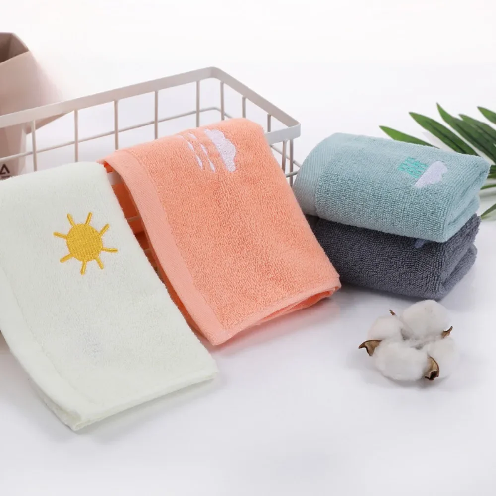 Children Pure Cotton Embroidered Face Wash Towel Solid Color Household Towel Internet Celebrity Style банное полотенце дети