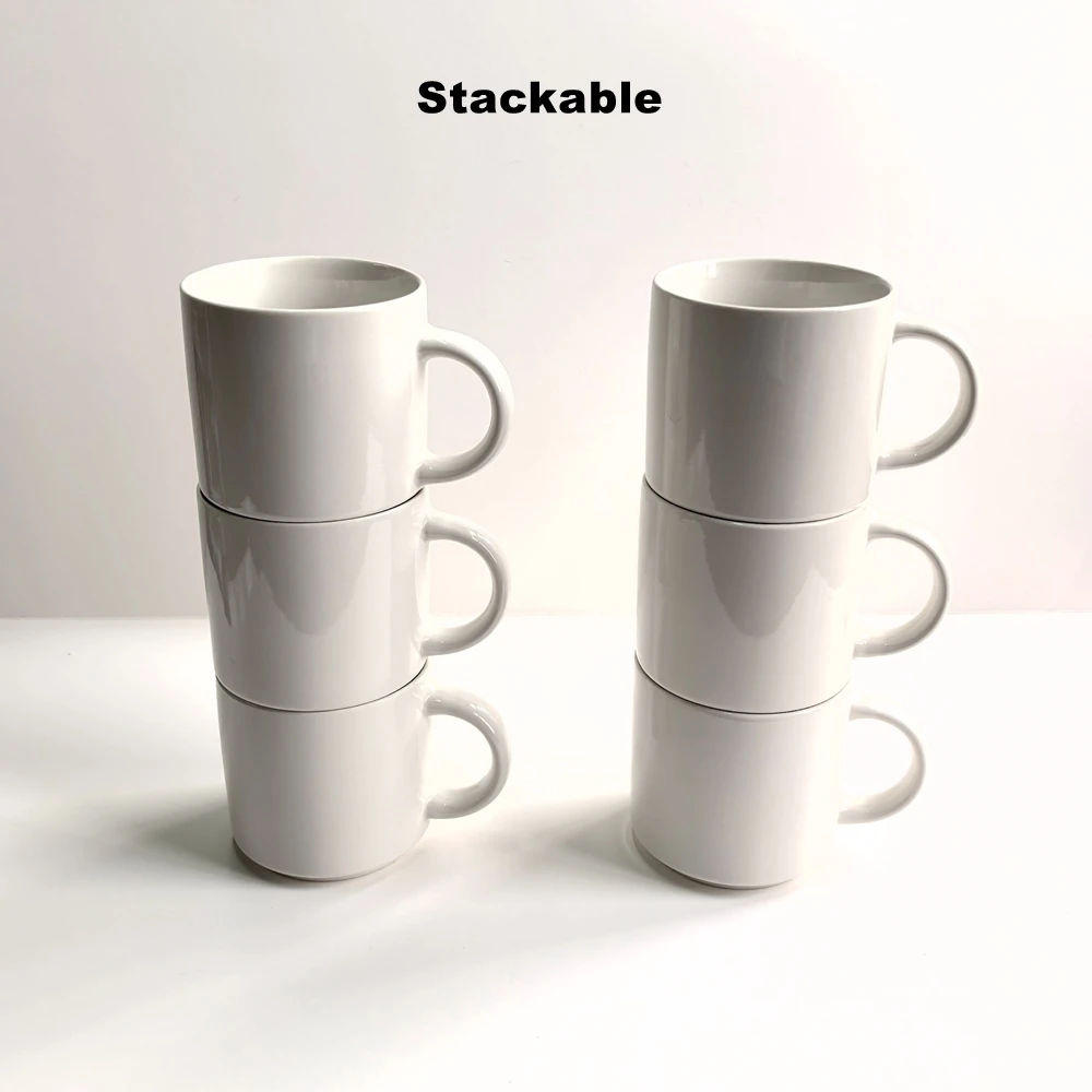 

ReadStar 6PCS Stakable Pure White Ceramic Coffee Tea Drink Cup Set 290ml China Hotel Household Office Conference Cups
