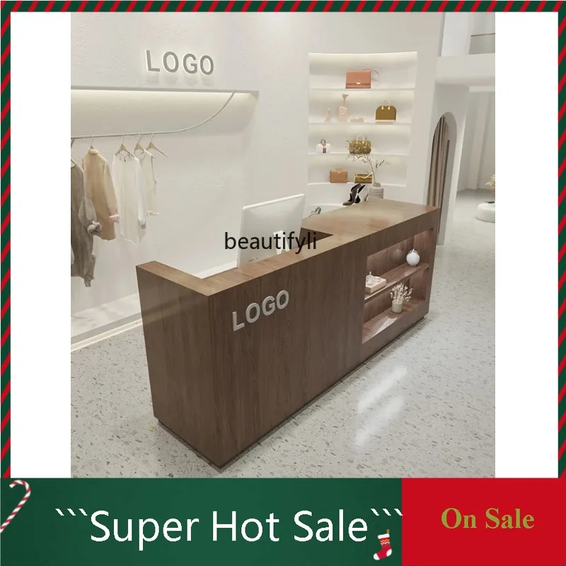 A076 Cashier Desk Modern Minimalist Clothing Store Cashier Desk Reception Mall Front Desk Beauty Salon Bar Counter Customization