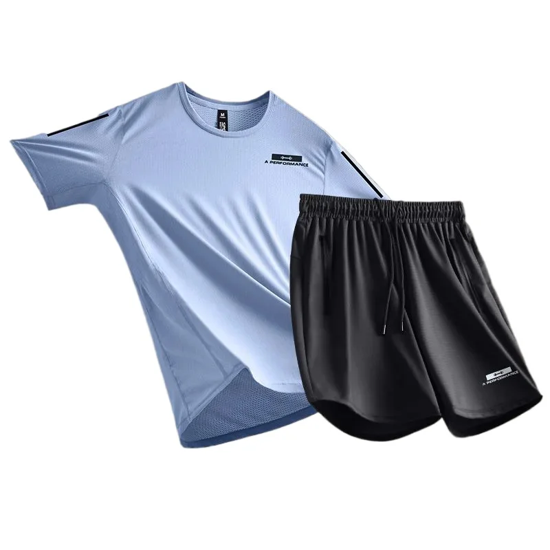 2025 Summer Casual Sports Suit Loose & Simple Lightweight Quick Dry Men's T-shirt Running Moisture Wicking Wrinkle Free