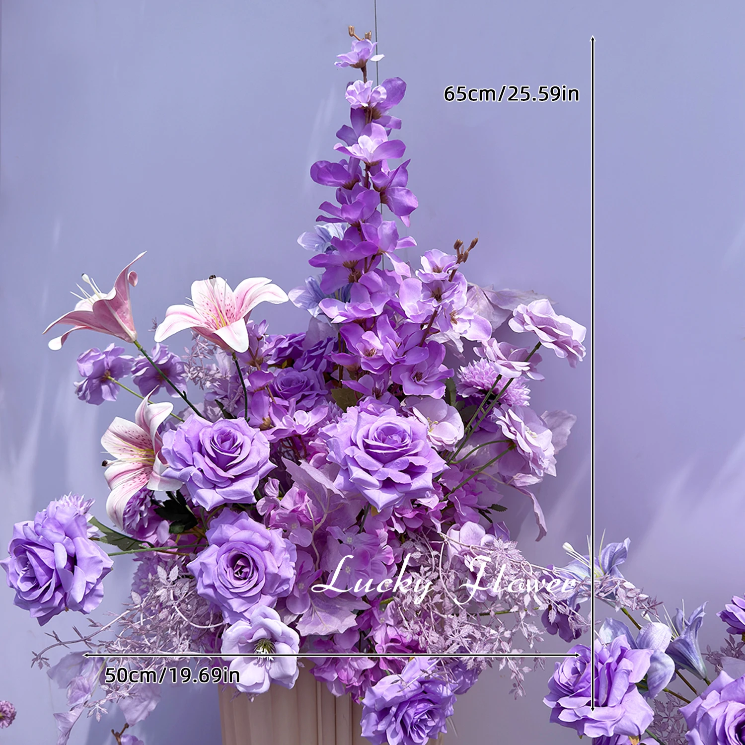 Lucky flower Lila Outdoor-Hochzeitsdekoration Künstliche Blumen Hängende Blumenreihe Blumenball Blumenhintergrund-Arrangement für Partys 3