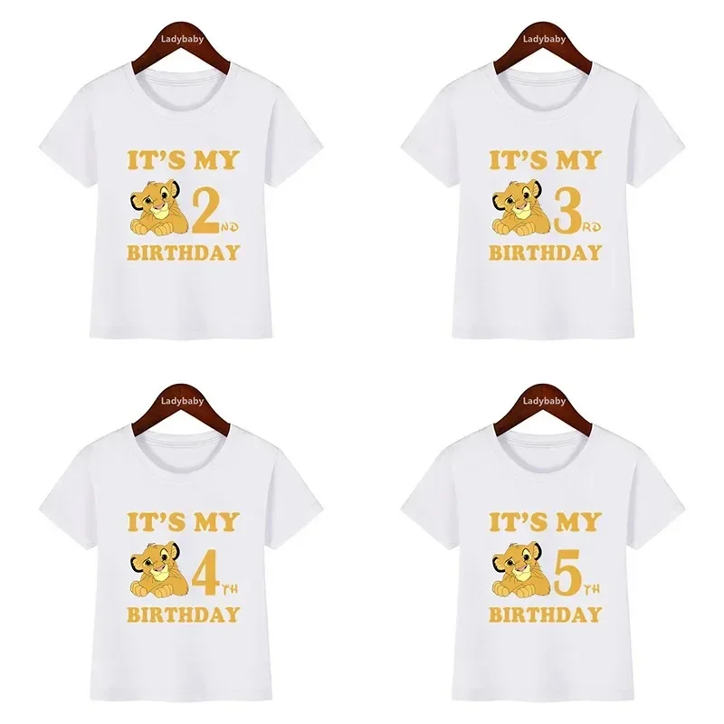 Disney Lion King Cute Simba Print Kids Clothes It\'s My 1 2 3 4 5 6 7 8 9 Years Birthday Boys Girls Tshirt Baby Children T-Shirts