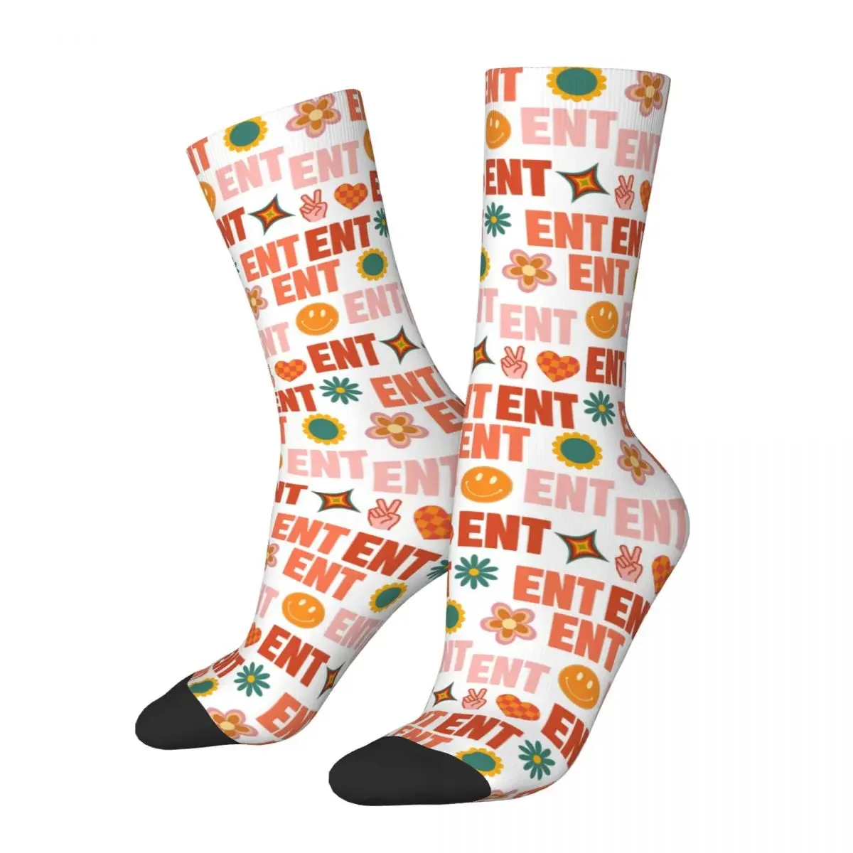 Groovy ENT-Calcetines largos de color rosa y naranja para hombre y mujer, medias supersuaves Harajuku, accesorios para todas las estaciones, regalo de cumpleaños