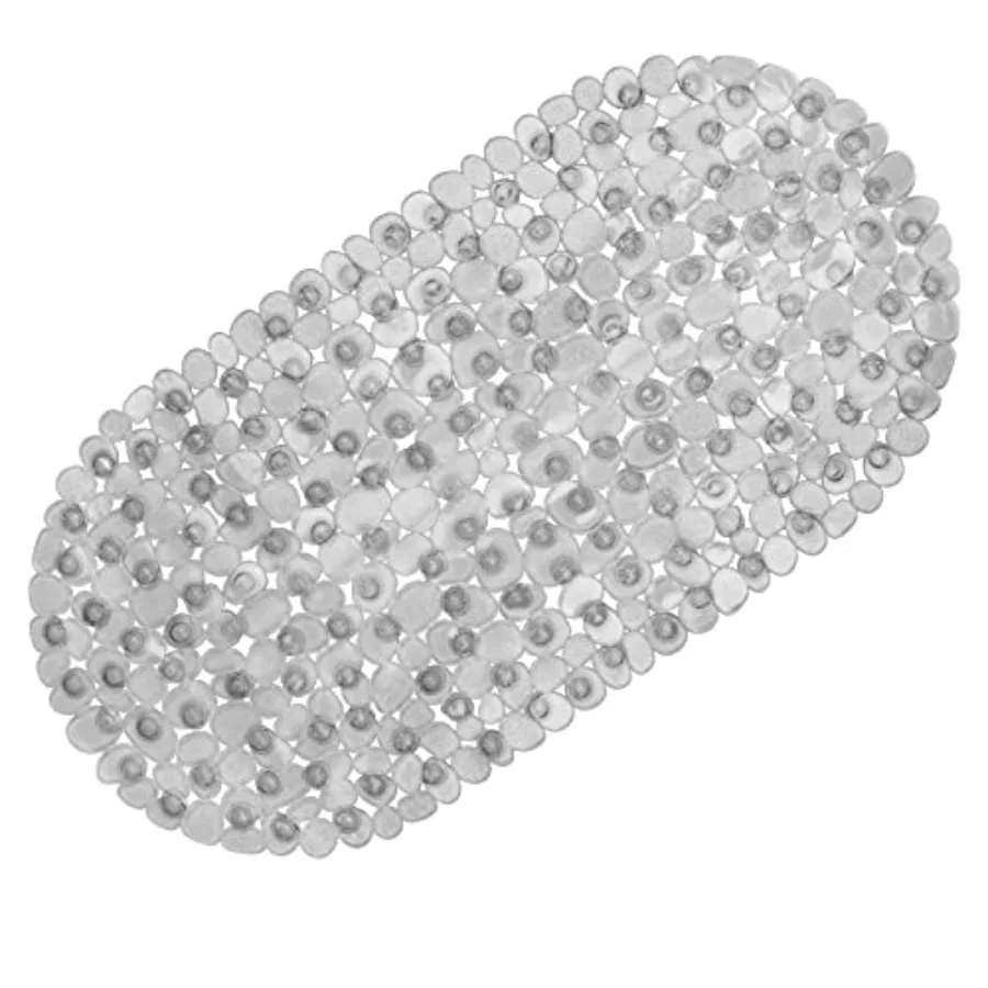

Pebbles Bathtub Mat Non Slip Oval Shower Mat with Suction Cups, Drain Holes, 27 x 14 Inch Plastic Bathroom Tub Mats Machine Was
