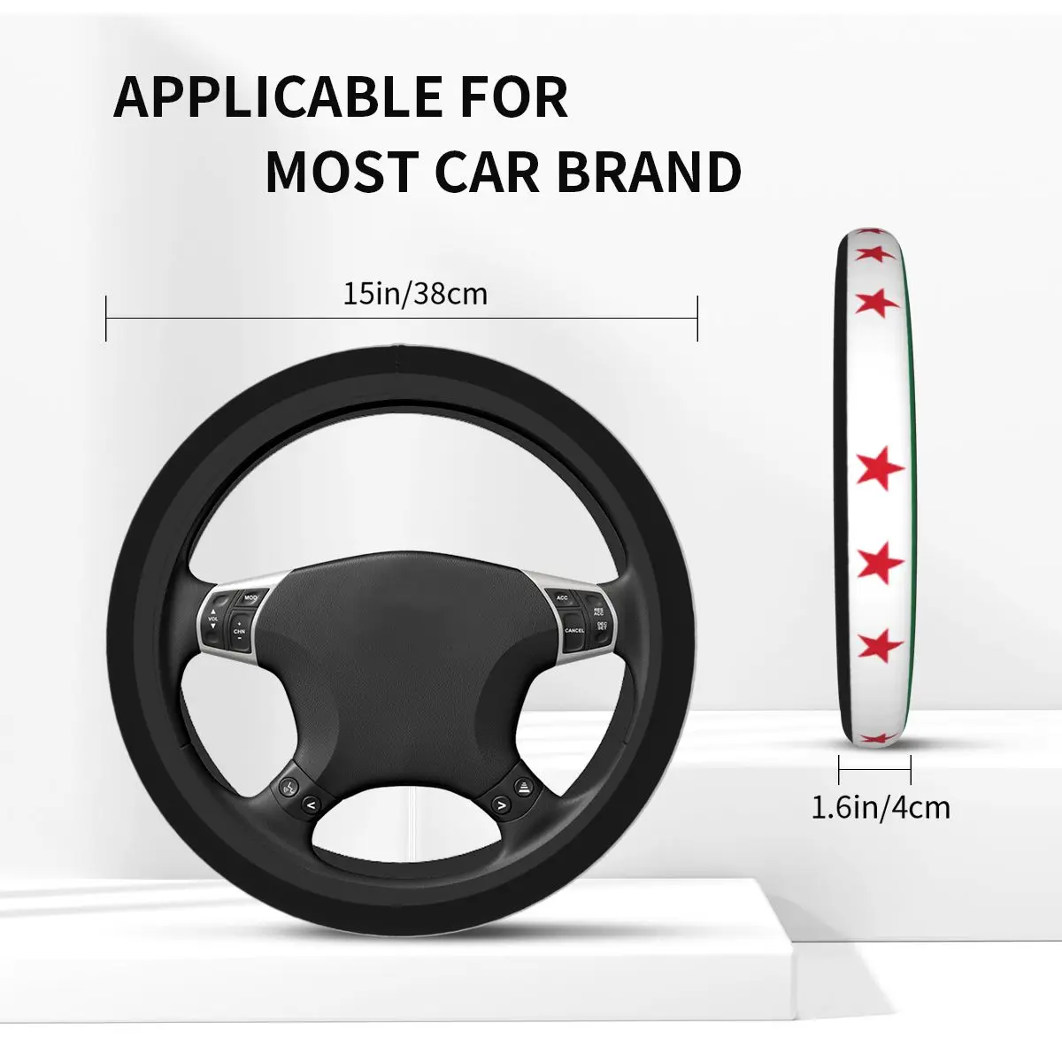 Syria Flag Syrian Car Steering Wheel Cover 38cm Elastic Steering Wheel Protective Cover Fashion Car-styling Car Accessories view 5