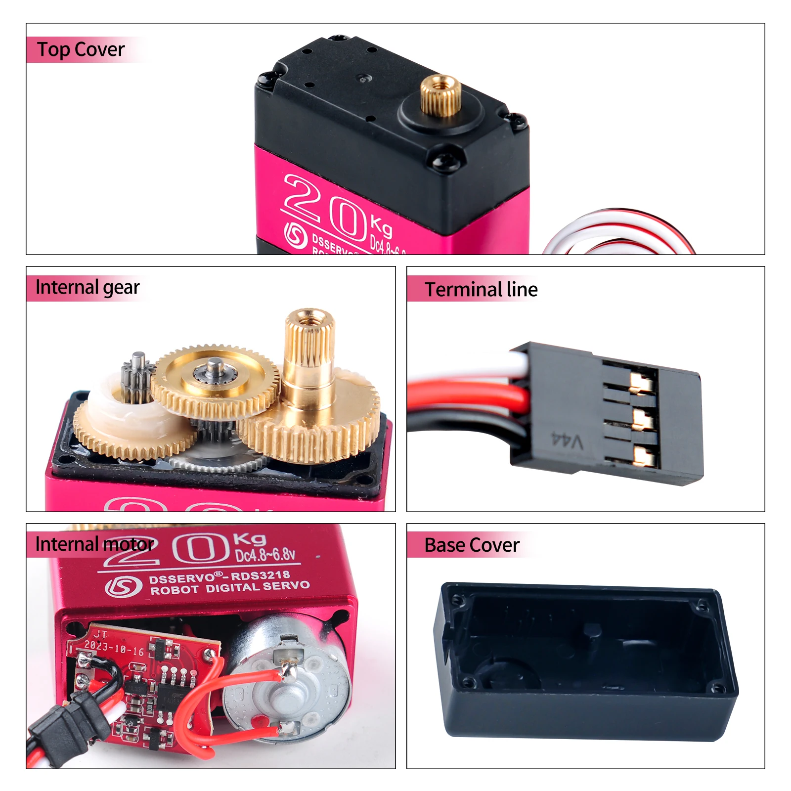 Servo digital de eixo duplo rds3218, 20kg, com suporte de montagem em u, 180/270 graus, servo ip66, alto torque, metal completo para carro robô rc