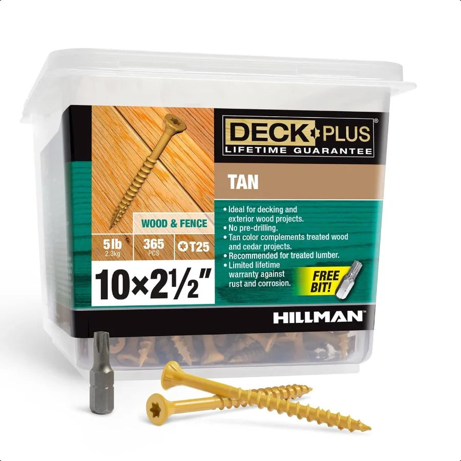 

Deck Plus 21 2 Inch Epoxy Coated Exterior Wood and Fence Screws 10 x 21 2 Torx Star Drive Included Coarse Thread Outdoor Rust R