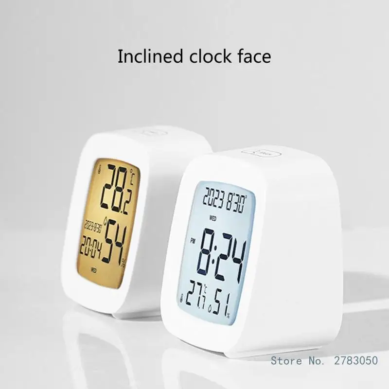 Multifunctional Small Digital Alarm Clock with Temperature and Humidity Display for Students, Office , Travel Enthusiasts