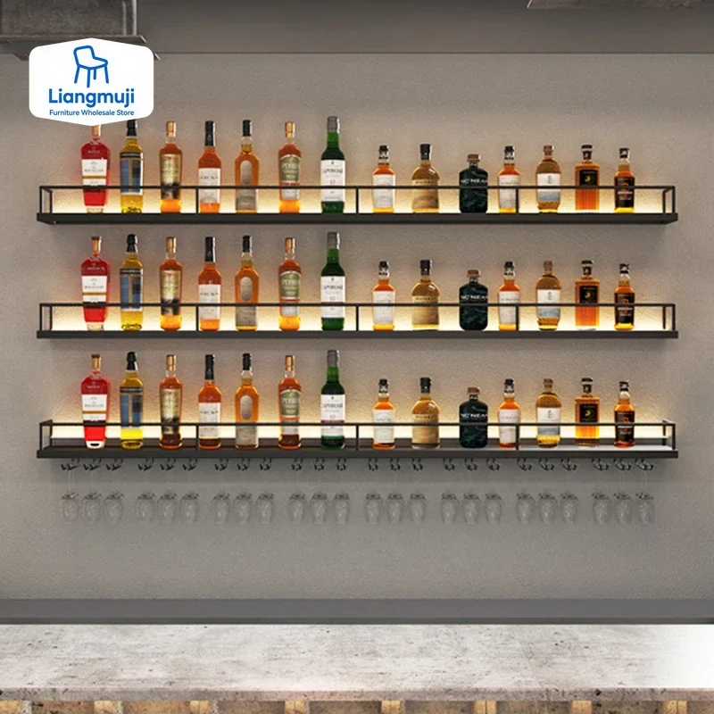 

Bar Shelves Wine Fridge Cabinet Liquor Living Room Canteen Wall Furniture Storage Cabinets White Counter Beverage Cellar Rack