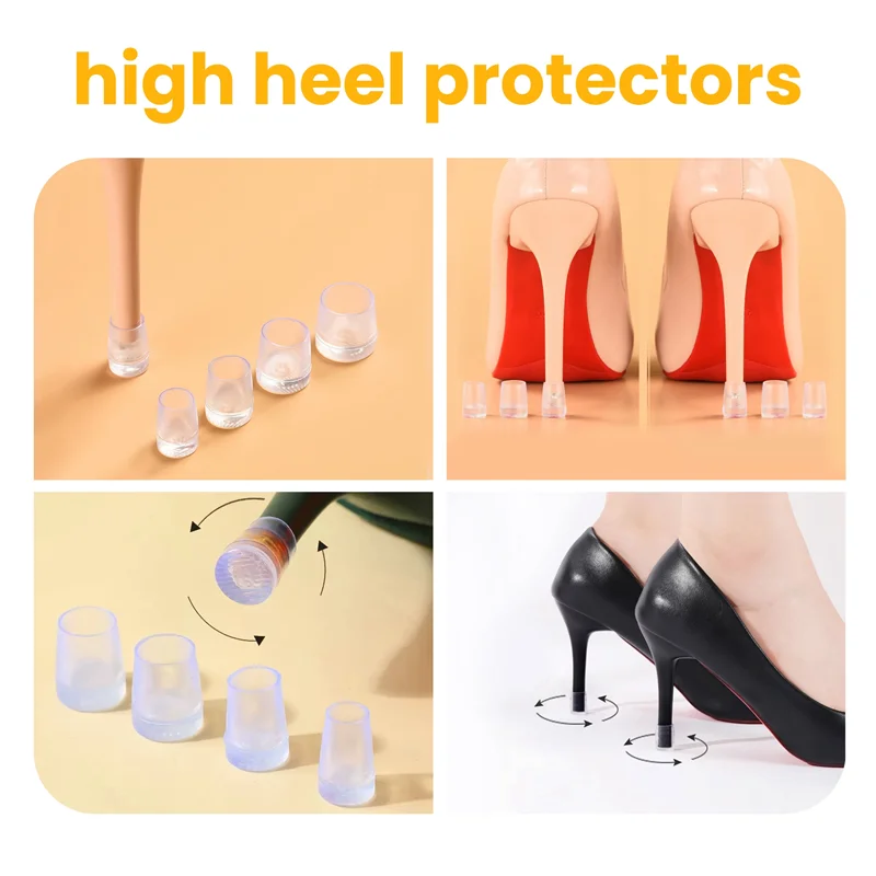 AS96-8 paires de capuchons de réparation de talons hauts, couvre-talons Extra petits, moyens, grands, protecteurs de talons hauts pour la marche