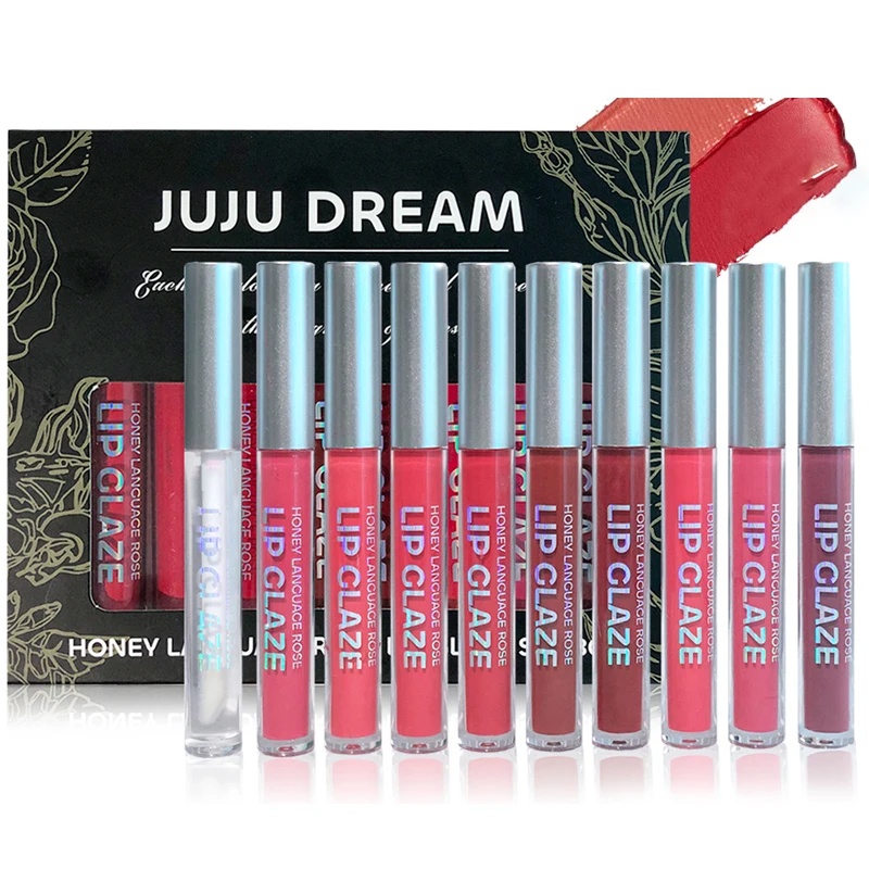 Matte Lip Gloss Set in Red and Pink Shades- High Pigmented,Moisturizing,Waterproof Dewy Texture Lip Glaze Valentine's Day Gifts