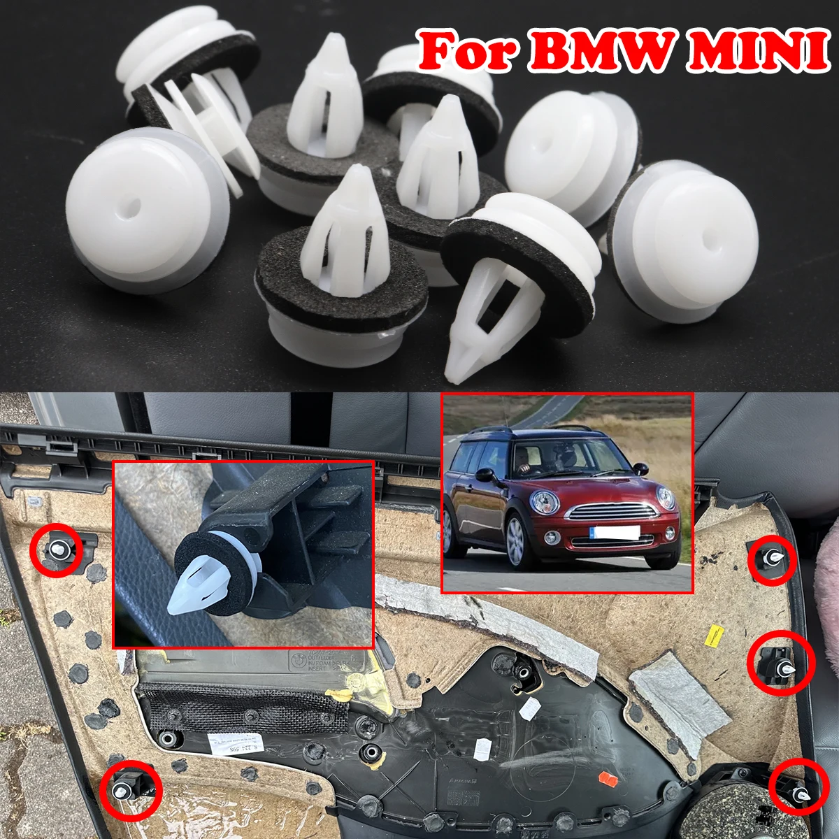 10/20Pc For mini F57 Countryman Paceman Clubman Cabrio R52 F57 Coupé R58 Car Door Cards Panel Fascia Trim Clips Rivets replace