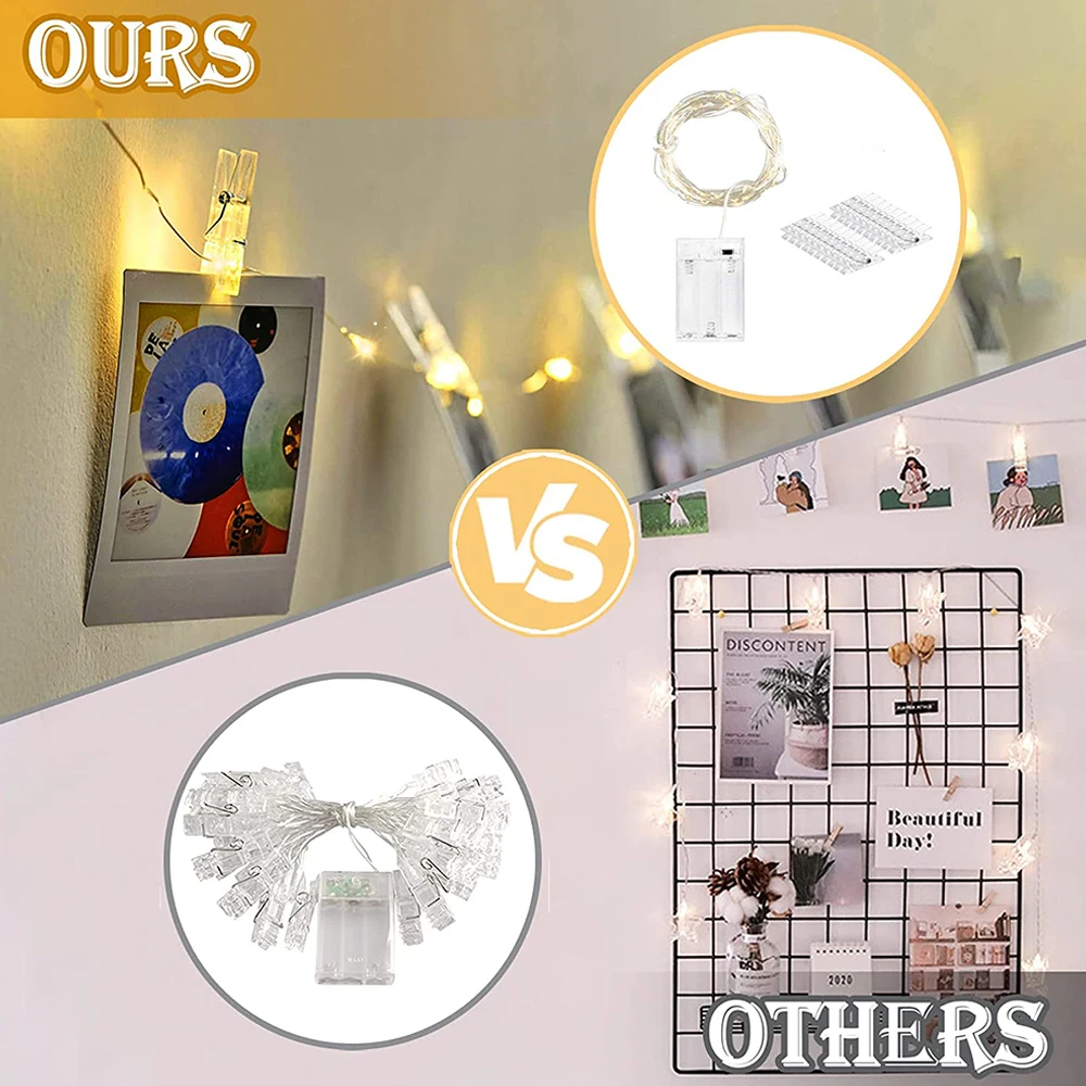 LED Photo Clip String Light Christmas Fairy Light 2/5/10M decorazione domestica alimentata a batteria per lampada di compleanno per feste di matrimonio