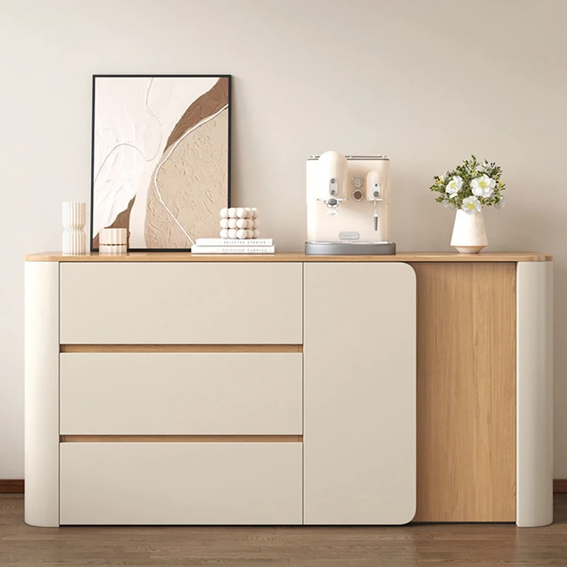 

Nordic Solid Wood Sideboard Mid Century Style Cream Living Room Entryway Chest Of Drawers Minimalist Living Room Furniture FYSB