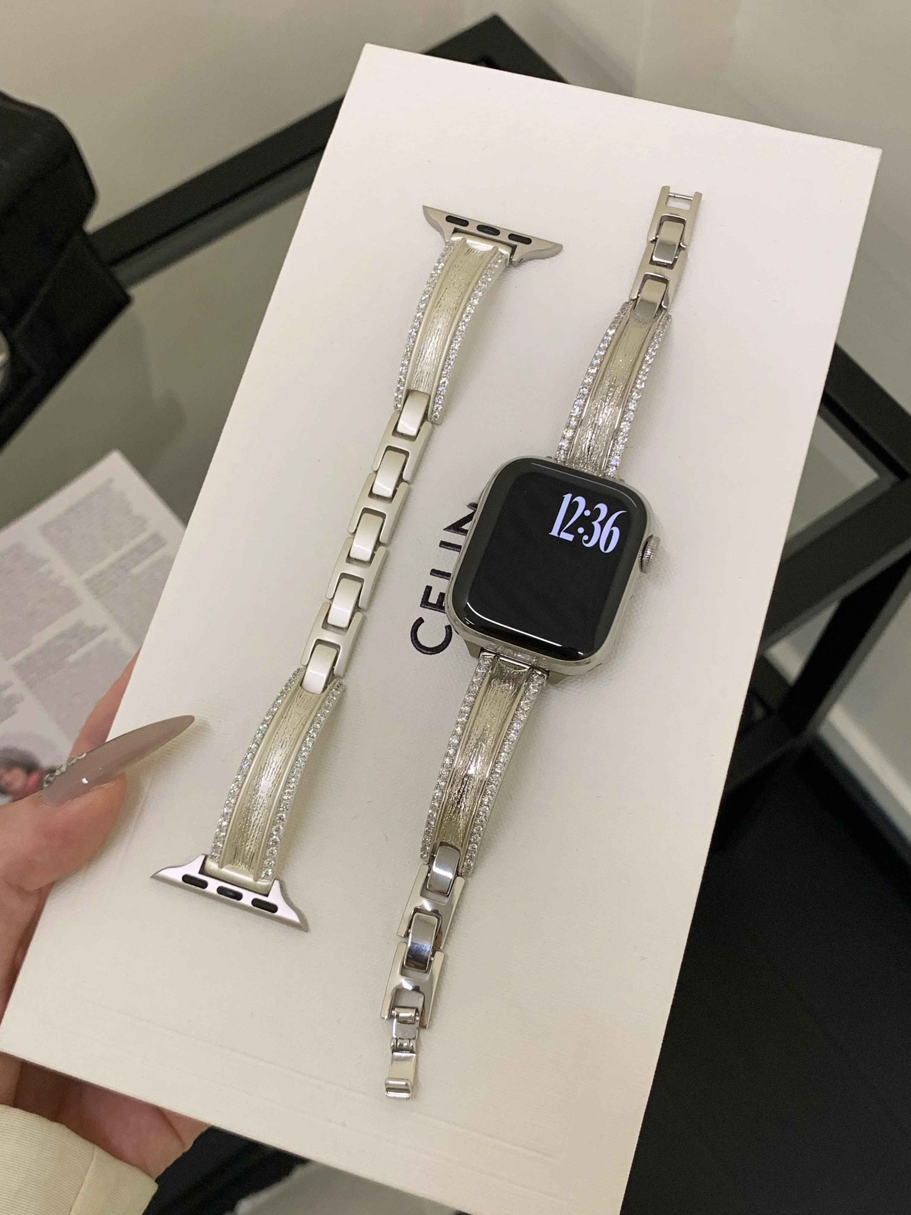 متوافق مع حزام iWatch 38 مم 40 مم 41 مم 42 مم 44 مم 45 مم 49 مم حزام معدني من الماس المتلألئ #1