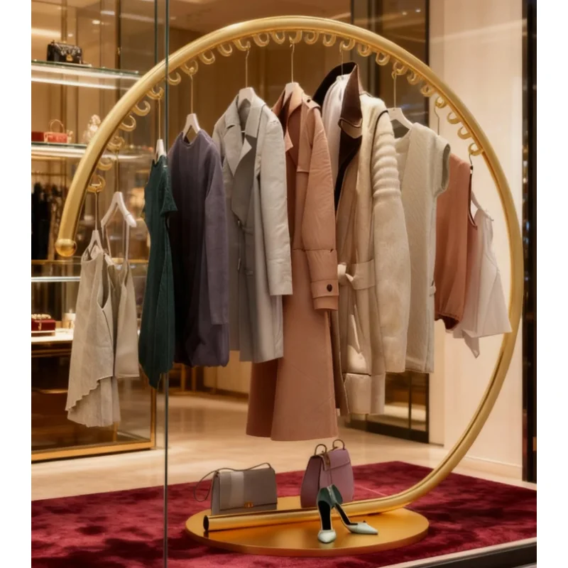 Coat Racks Modern Simple Round Clothes Rack Iron Art Adjustable Clothing Stand Eco-Friendly for Bedroom Retail Store Decoration