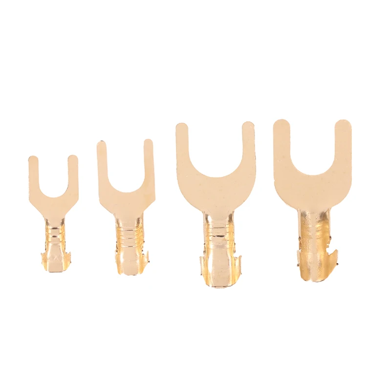 100Pcs U-Shaped  Brass Cable Lug Fork Terminal M3 M4 M5 M6  Pressed Bare Terminalctric Butt Docking Connector 3.2/4.2/5.2/6.2MM