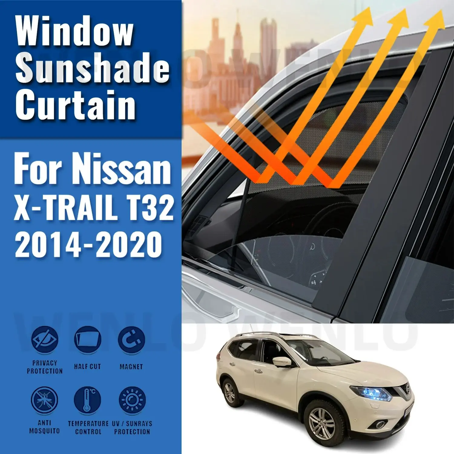 

For Nissan X-TRAIL T32 2014-2020 XTRAIL Rogue Car Sunshade Magnetic Front Windshield Curtain Rear Side Window Sun Shade Visor