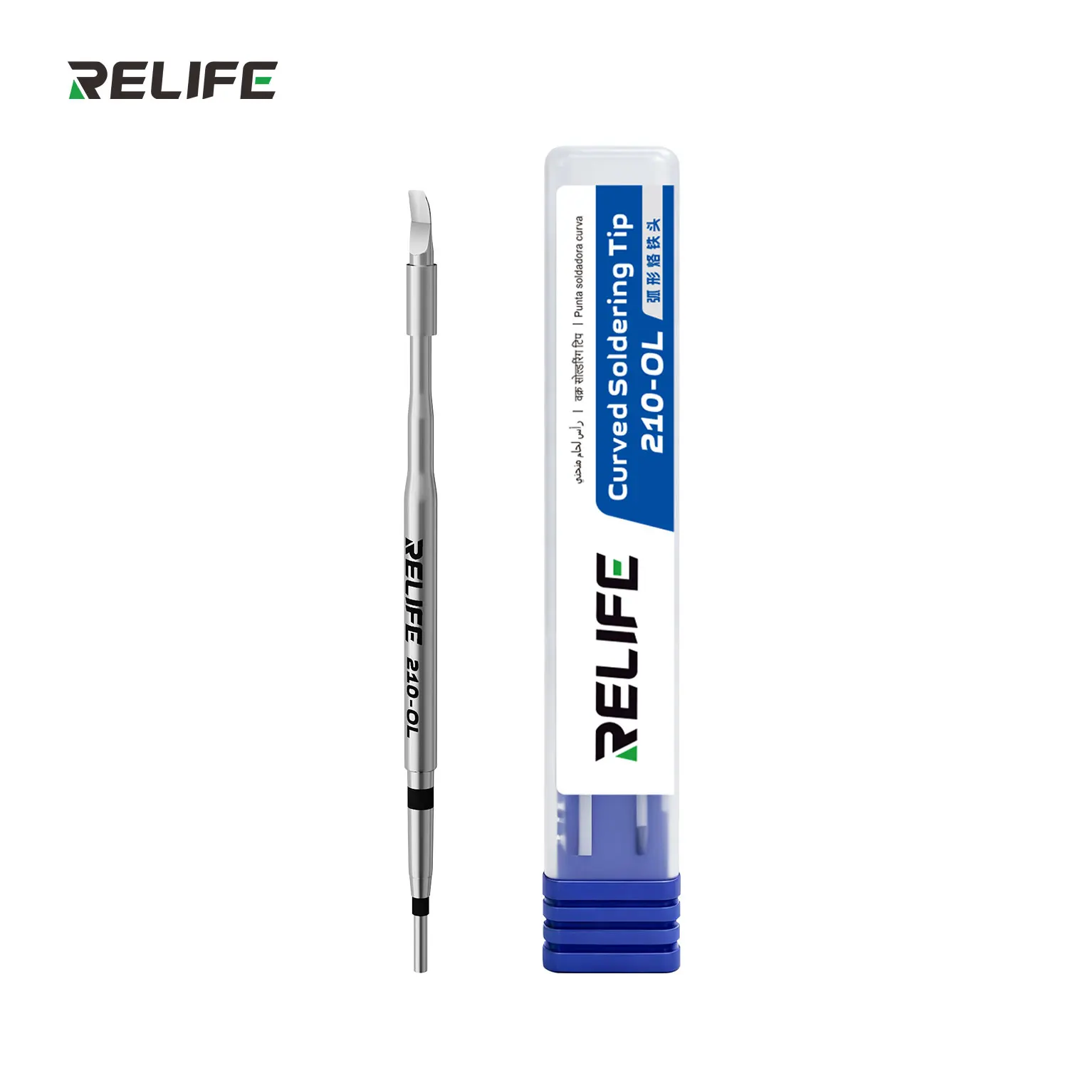 RELIFE 210OL Curved Soldering Tip Fast Heating Nano Plating Drag for 210 Handle FPC Cable PCB Motherboard Repair Replacement Tip