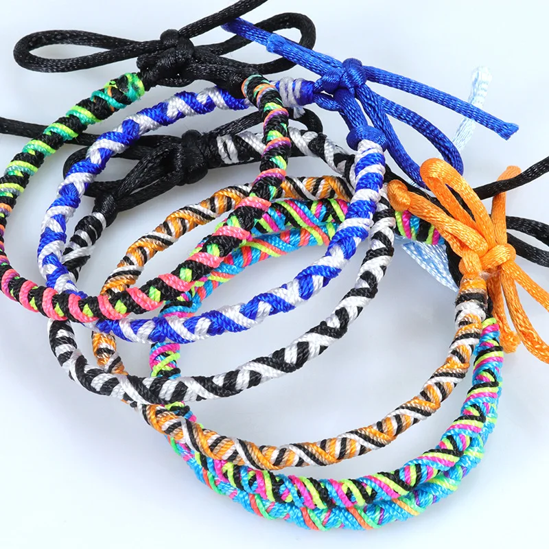 Meetvii Fashion Multicolor Ethnic Cuff Bracelets Bohimia Braided Rope Friendship Lovers Jewelry Wristband For Men Women