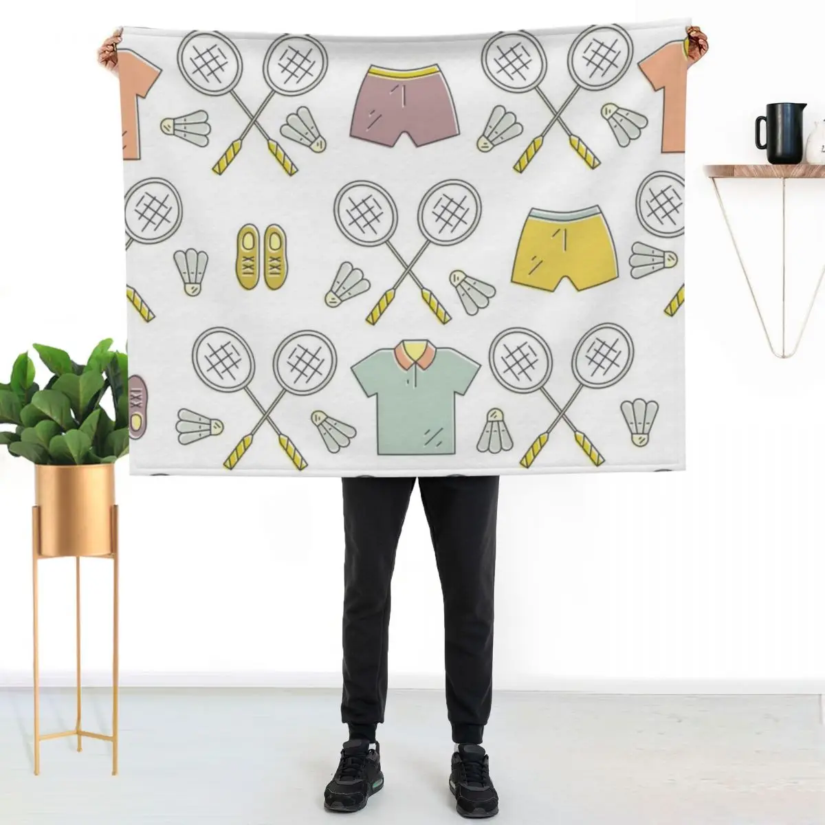 Badminton Throw Blanket Soft Sherpa Fleece Warm Blanket for Winter