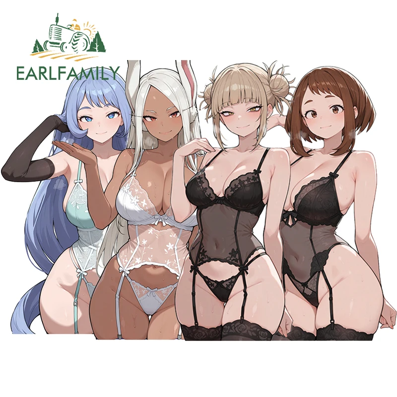 

EARLFAMILY Sexy Bikini Anime Waifu Car Stickers Ochaco Toga Mirko Grafffiti Decals Waterproof Car Window Accesorios Para Auto