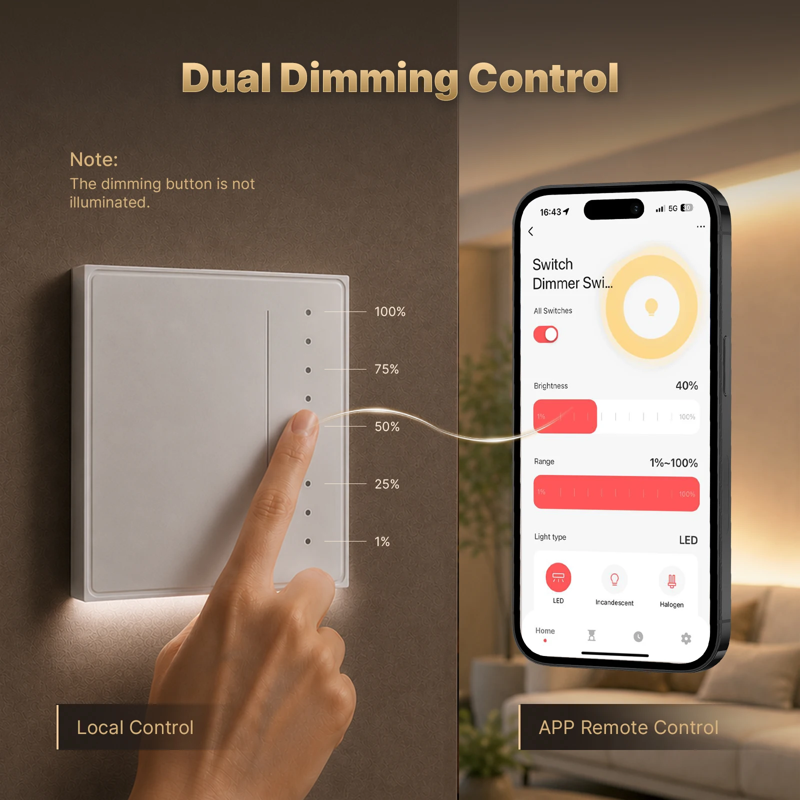 MOES Tuya WiFi/Zigbee Star Feather Series Smart Dimmer Light Switch Adjust Brightness APP Remote Control Voice, Alexa GoogleHome