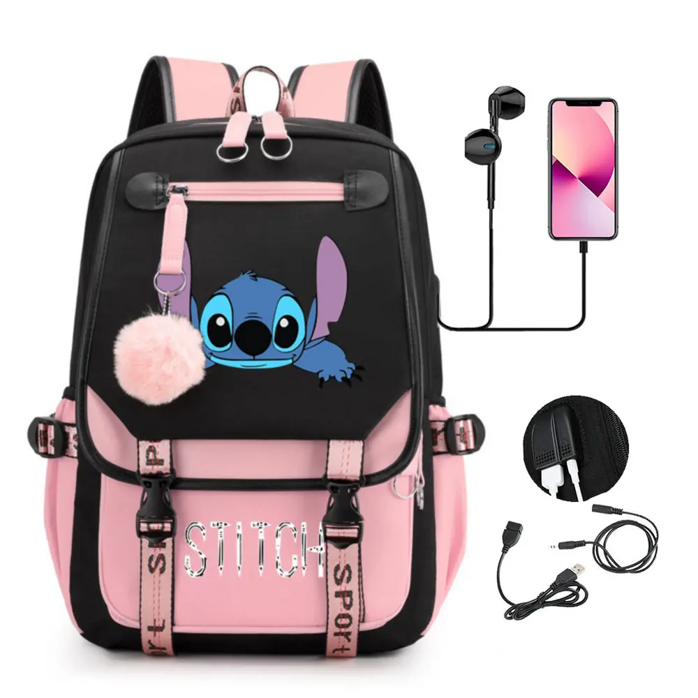 

MINISO Stitch Backpack Anime Cosplay Unisex Students School Bag Cartoon Bookbag Laptop Travel Rucksack Outdoor Bag