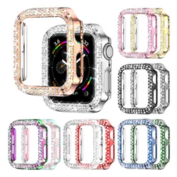 Funda brillante para Apple Watch Series 8, 7, 6, 5, 4, 3, 2, 1 (sin pantalla), marco Protector de diamantes de imitación con purpurina para mujer