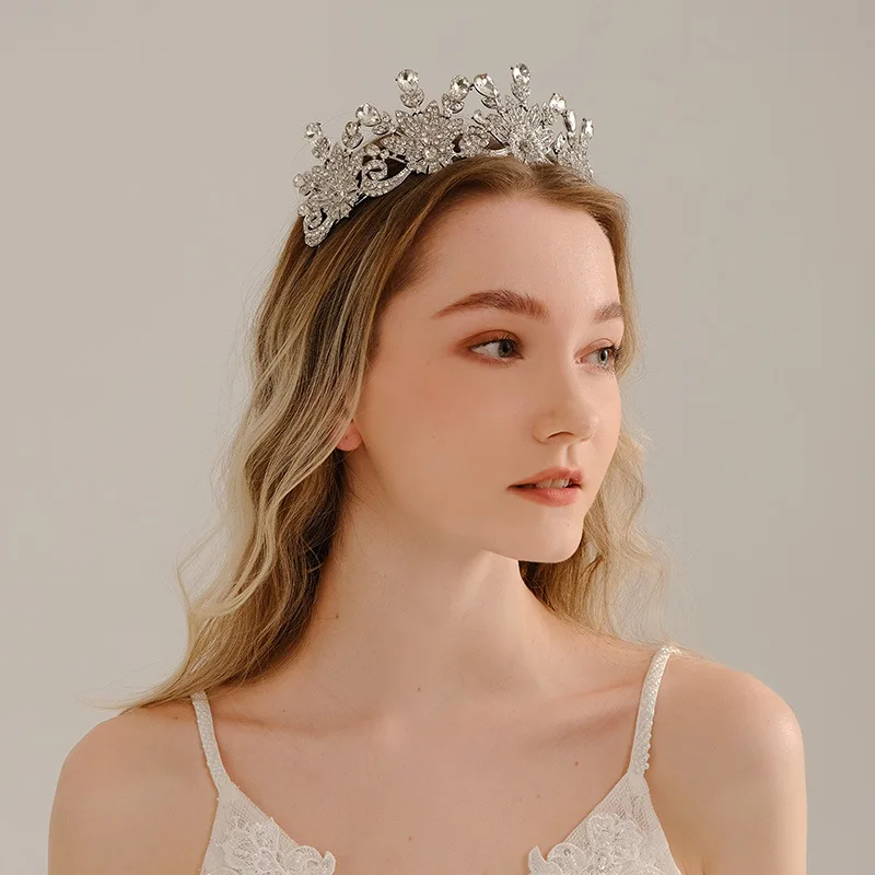

Luxury rhinestone big crown Princess birthday bride wedding hair accessories 2025 new new mori headwear