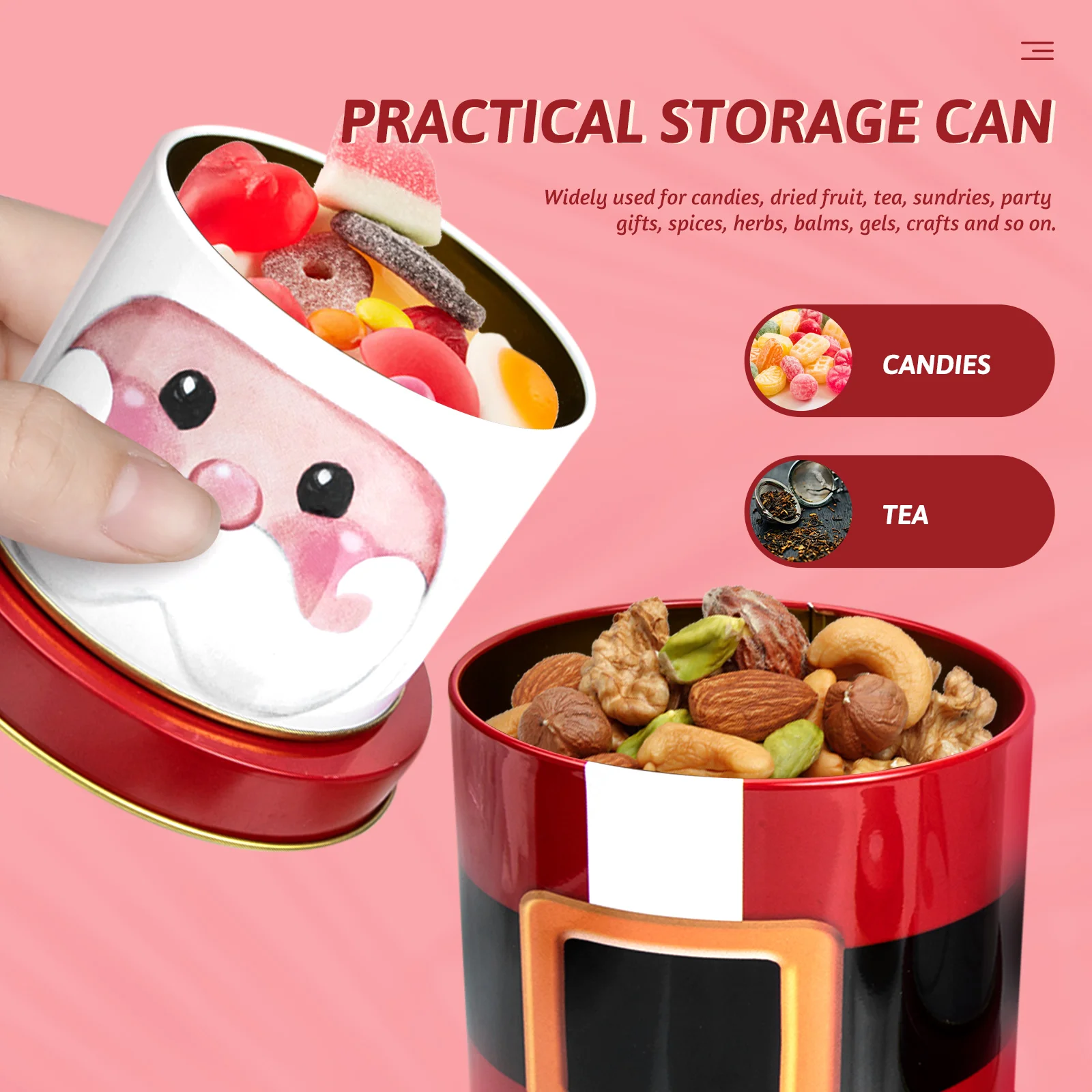 

Christmas Tumbler Container Tinplate Storage Box Cookies Holder Gift Pack Sweet Case Lightweight Safe Round Edge Compact