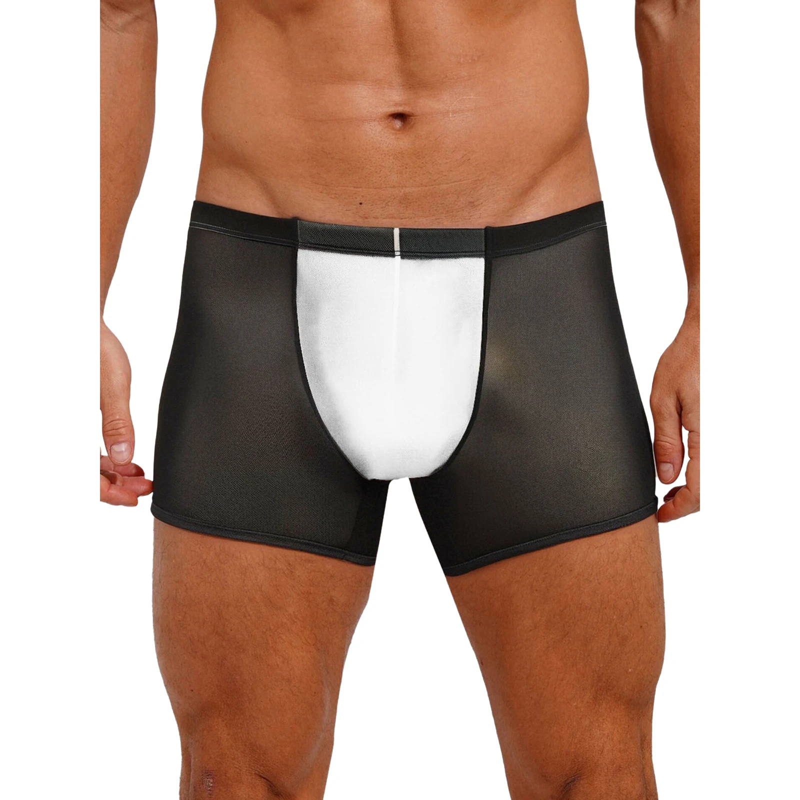 

Men Sexy See Through Mesh Boxer Briefs Shorts Lingerie Underwear Sheer Breathable Mini Shorts Summer Underpants Night Club Wear