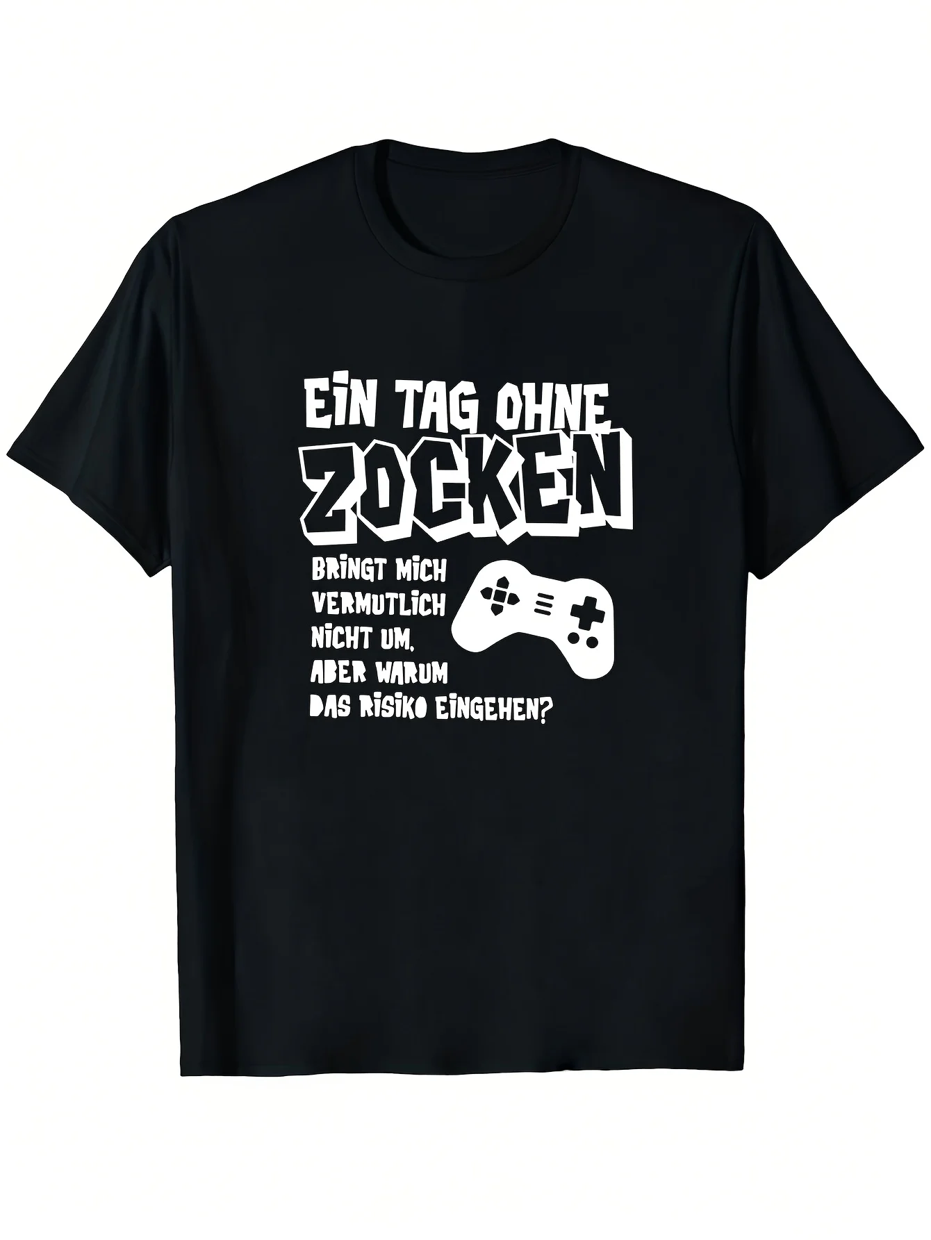 MenEin Tag Ohne Zocken Graphic Summer Casual Crew Neck Short Sleeve T-Shirt Perfect for Weekend Casual, Sports, Hiking Outdoor,