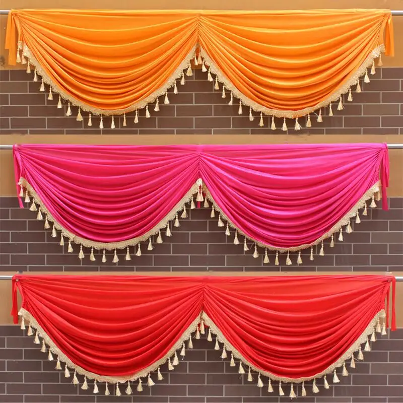 

Wavy Valance Curtains Wedding Party Banquet Valance Swag Stage Background Drapery Living Room Home Decor Curtain Tassel Fabric