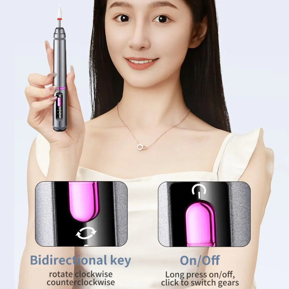 High-Speed Electric Nail Drill Machine Professional 3 Gears Nail Removal Tool Portable with Drill Bits Electric Nail Polisher