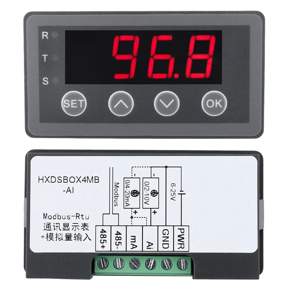 Digital Display Meter 0-10V 0-20mA 2-10V 4-20mA Analog Signal Input 8-25V Indicator Process Panel Meter Relay Out RS485 Port