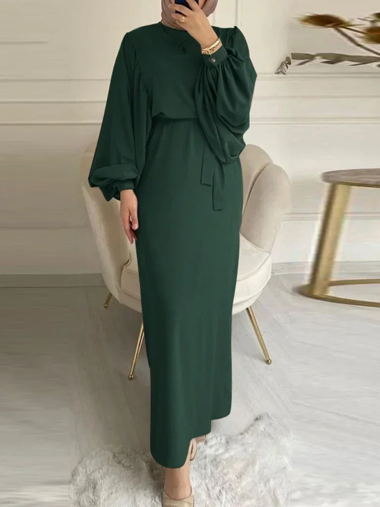 Eid Frauen Muslimischen Kleid Marokko Abaya Kaftane Casual Abendkleider Puff Hülse Frau Türkei Islam Lange Robe Femme Vestidos