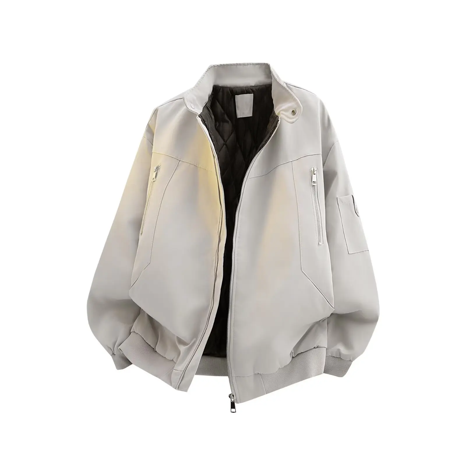 

American High Street Sle Men's Cotton Pilot Jaet Baseball Zipper Design Multi-ket Stand Collar Workwear Outerwear