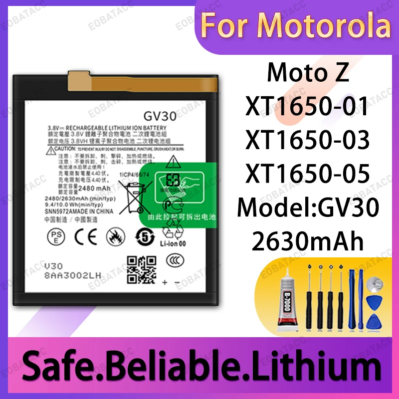 100% Brand New GV30 Battery For Motorola Moto Z Large capacity Batteries+Free Tools