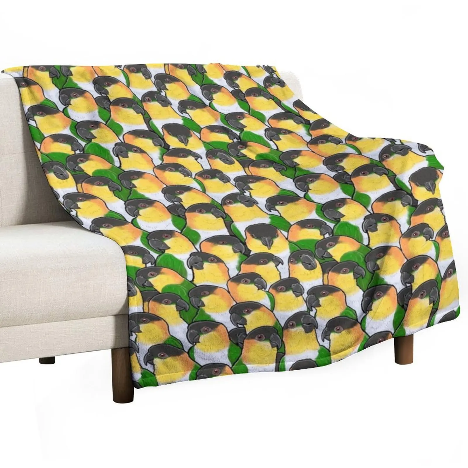 Black-headed Caique Parrots Throw Blanket For Decorative Sofa Sofa Quilt Retros heavy to sleep Blankets