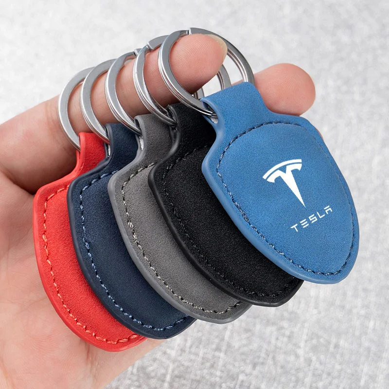 For Tesla Model 3 Model S X Model Y Roadster SpaceX High-Grade Suede Leather Metal Keychain Car Styling Keyring Gift Accessories