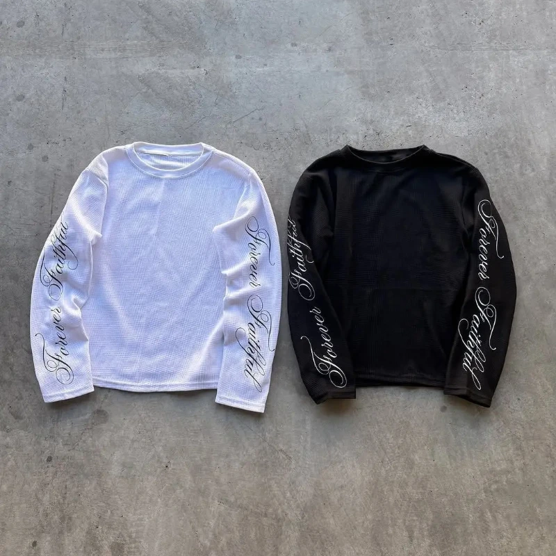 유럽 미국 Y2K 봄 가을 여성용 레이지 홈 캐주얼 탑 출퇴근용 심플 티셔츠 레터 프린팅 라운드넥 긴팔 티셔츠