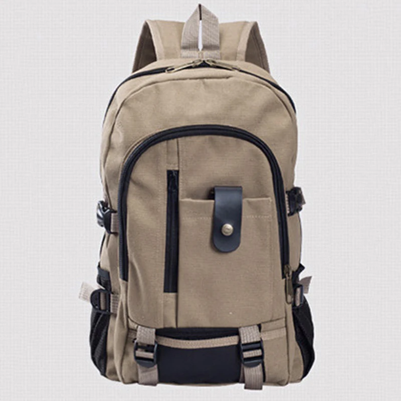 2024 New Men\'s Canvas Backpack Large-Capacity Schoolbag Solid Color Backpacks Fashion Casual Travel Sport Bag Backpack