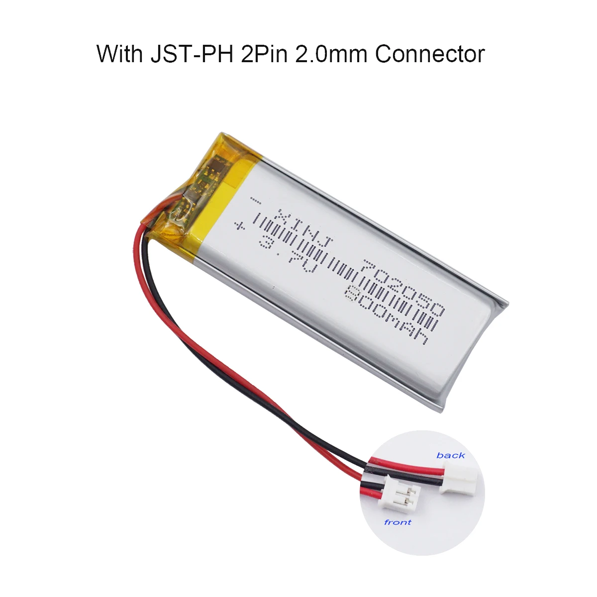 5pcs 3.7V 800mAh 2.96Wh Li-Polymer Li Lithium Battery 702050 Lipo Cell JST-PH 2.0mm For GPS Bluetooth Speaker Headset LED Light