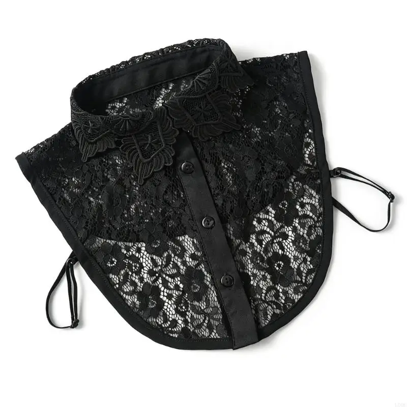 Women Shirt Collar Insert with Lace Detail and Side Ties Y166